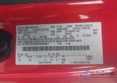 2023 Ford F-150 Xl из США, поврежденный, VIN 1FTEX1EP2PKG05827